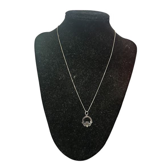 Sterling Silver 925 Claddagh Pendant Necklace Irish Celtic Box Chain Jewelry